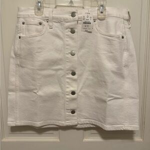 NWT J. Crew White Button-Front Mini Skirt - Size 8